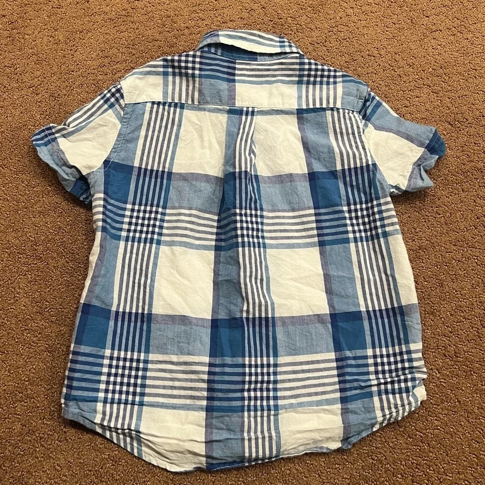 Ralph Lauren Boys Blue & White Plaid Collared Button Down Shirt Size 4/4T